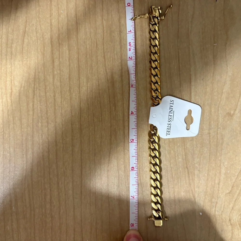 Gold Cuban Stainless Steel Men's Bracelet